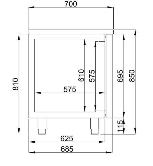700 REFRIGERATED COUNTER 1 DOOR 4 DRAWERS ENERGY LINE