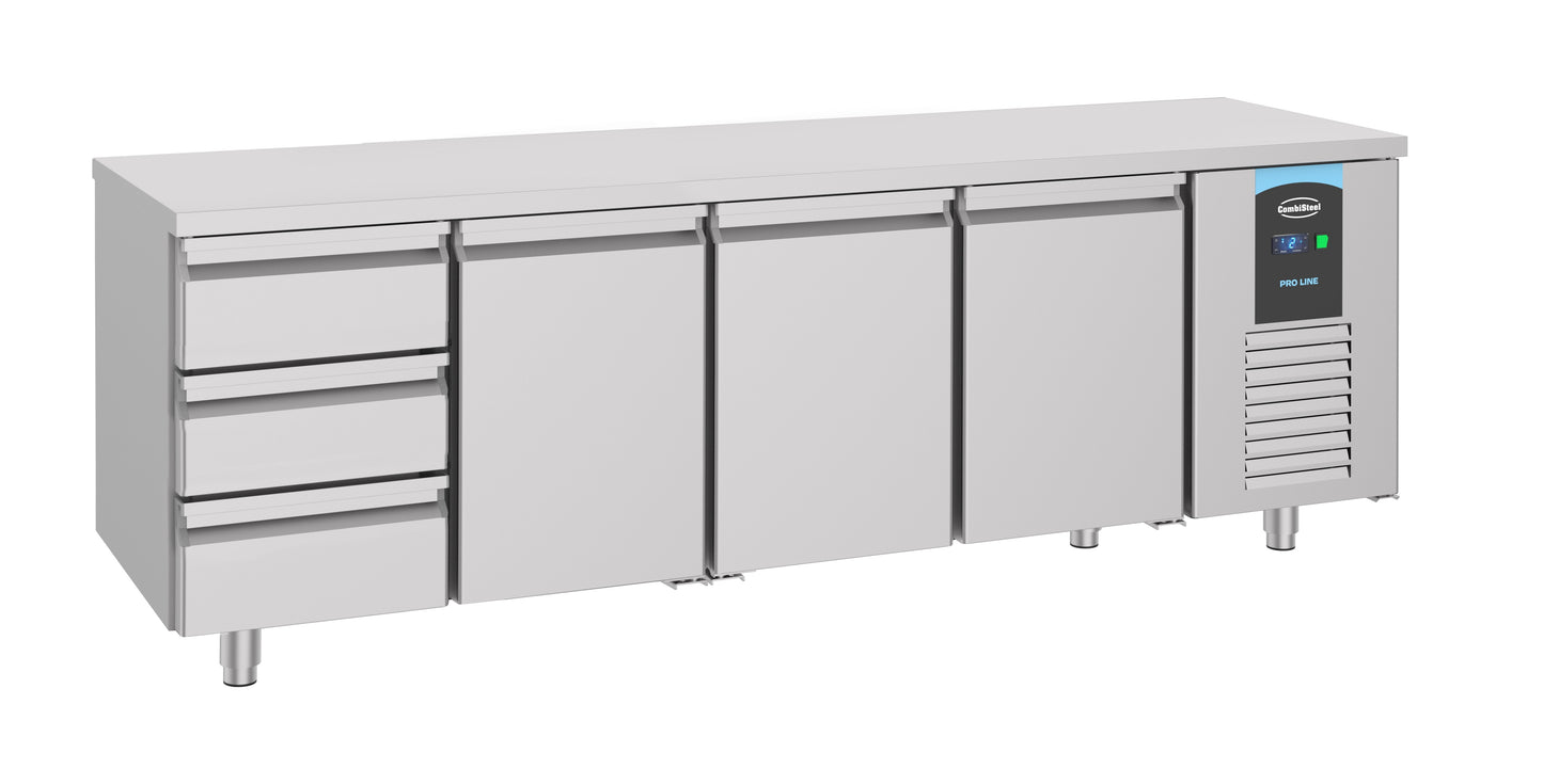 700 REFRIGERATED COUNTER 3 DOORS 3 DRAWERS ENERGY LINE