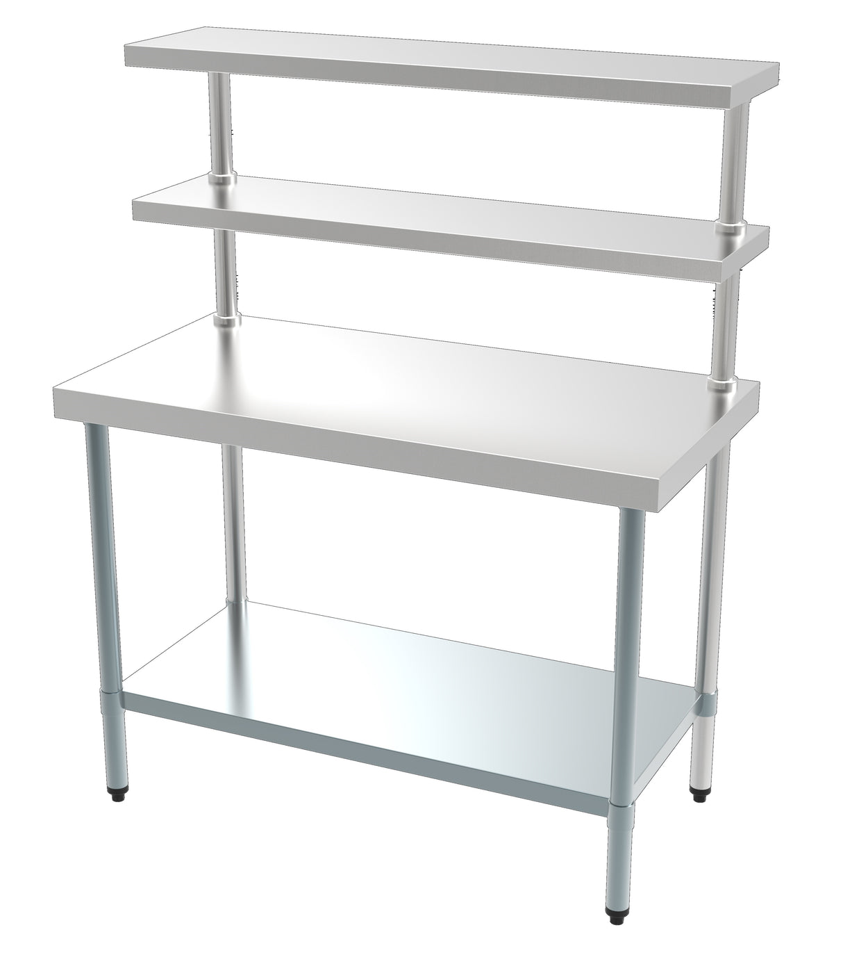 Stainless Steel Worktable with Double Overshelf 1200mm Wide - 7490.0100