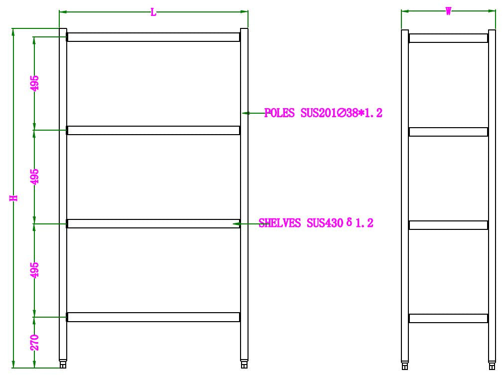 SHELF UNITS 4 LEVELS FLAT-PACKED 1500
