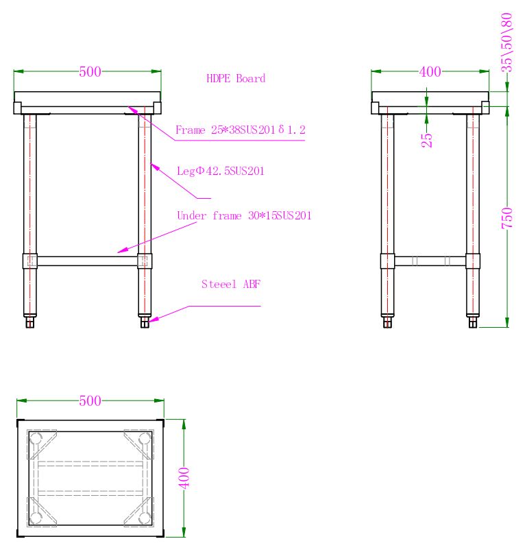 POLYETHYLENE CHOPPING BLOCK 50MM THICKNESS
