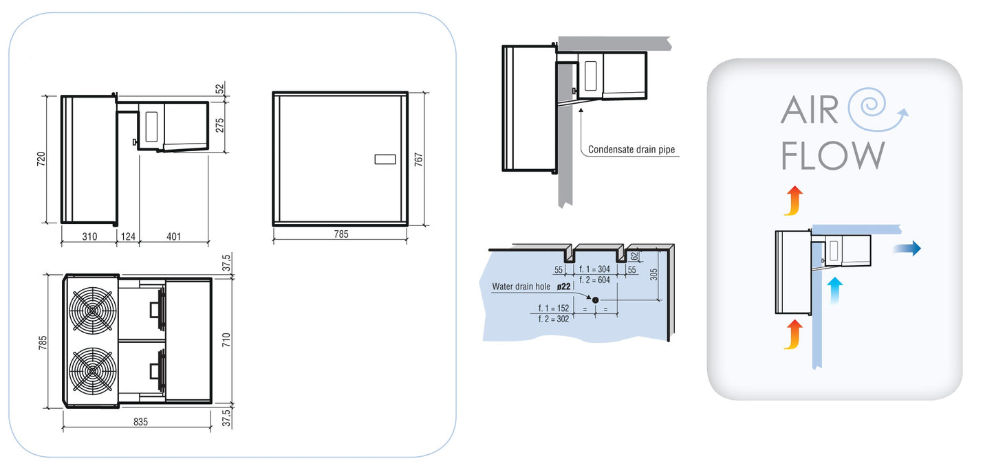 NEGATIVE WALL-MOUNTED STRADDLE-TYPE UNIT 4,8-7 M3