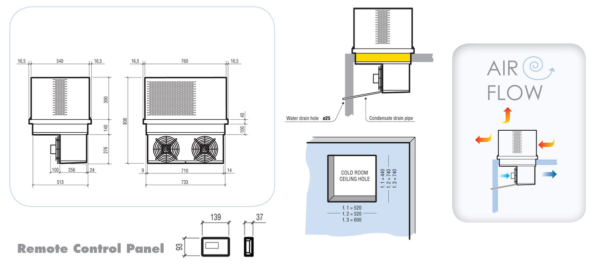 Freezer Ceiling Mounted Unit | Capacity  4,8-7 M3