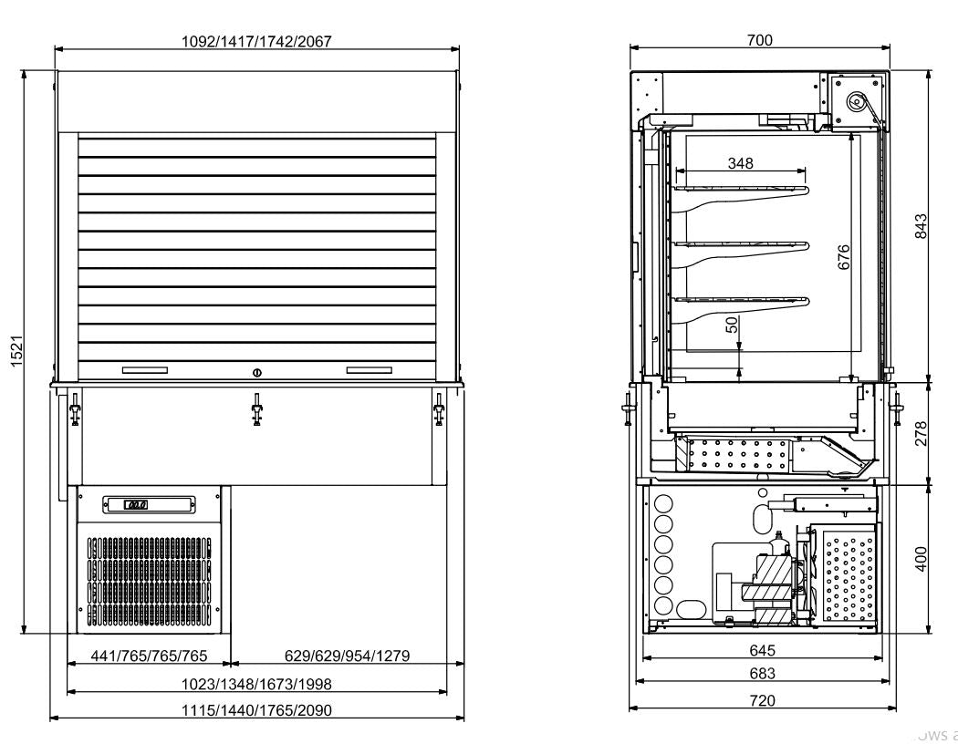 DROP-IN CUBIC REFRIGERATED DISPLAY WALL MODEL - BLINDS 4/1