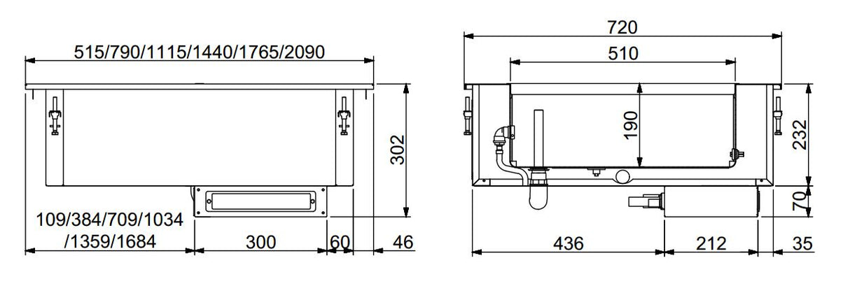 DROP-IN BAIN-MARIE UNIT 2/1 - AUTOMATIC WATER FILLING