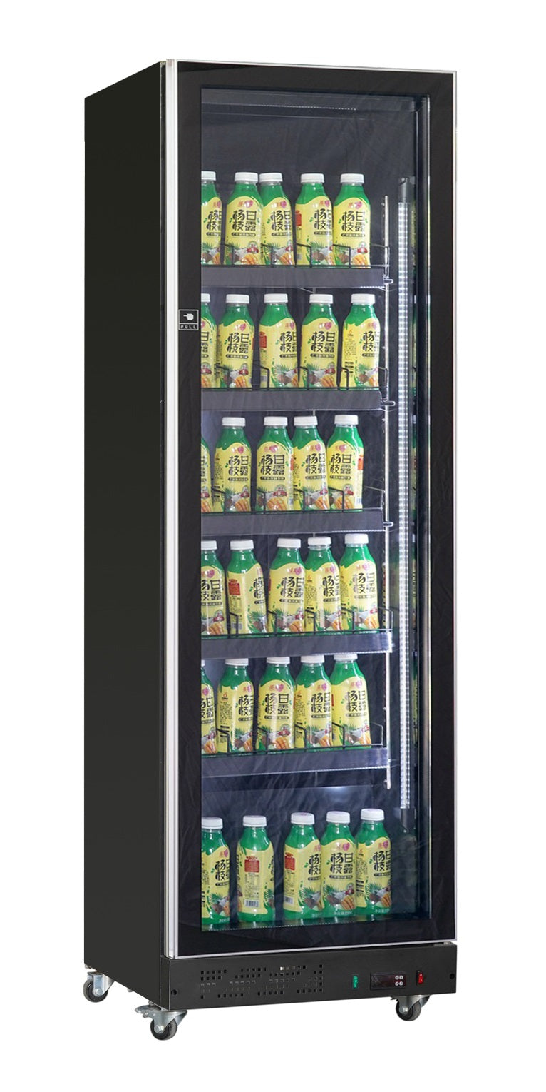 Black Single Glass Door Refrigerator