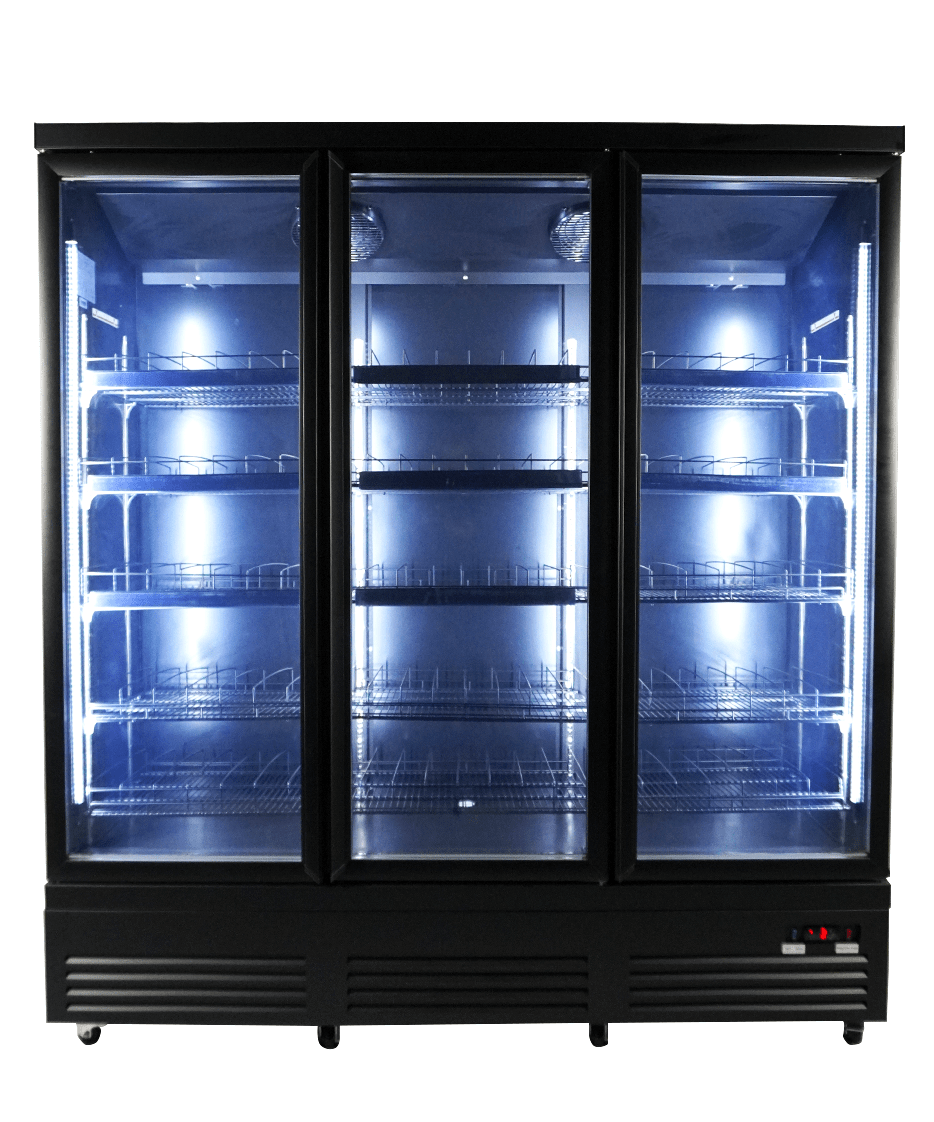 REFRIGERATOR 3 GLASS DOORS BLACK CEB-1600R BL