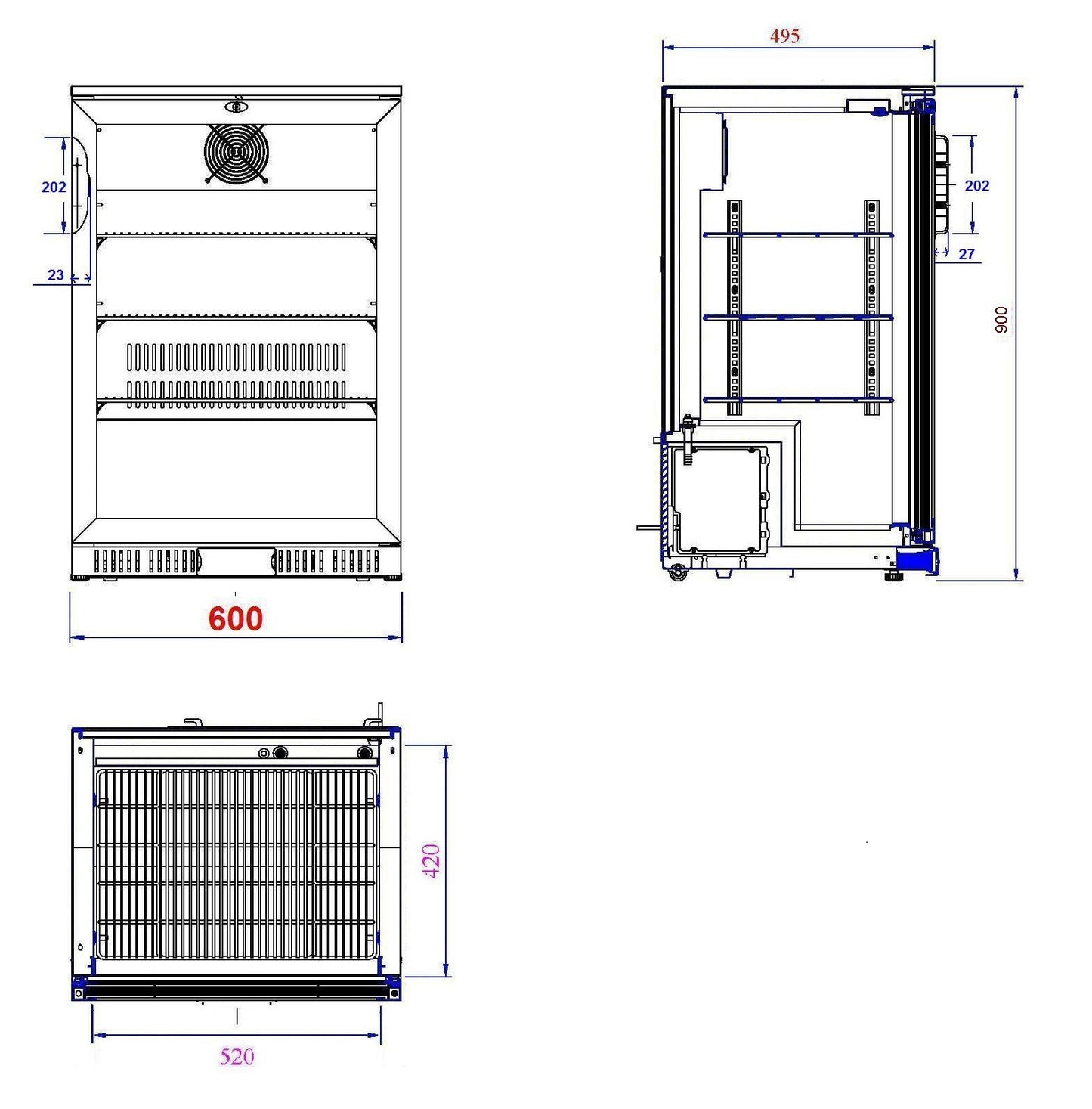BACKBAR COOLER BLACK 1 DOOR