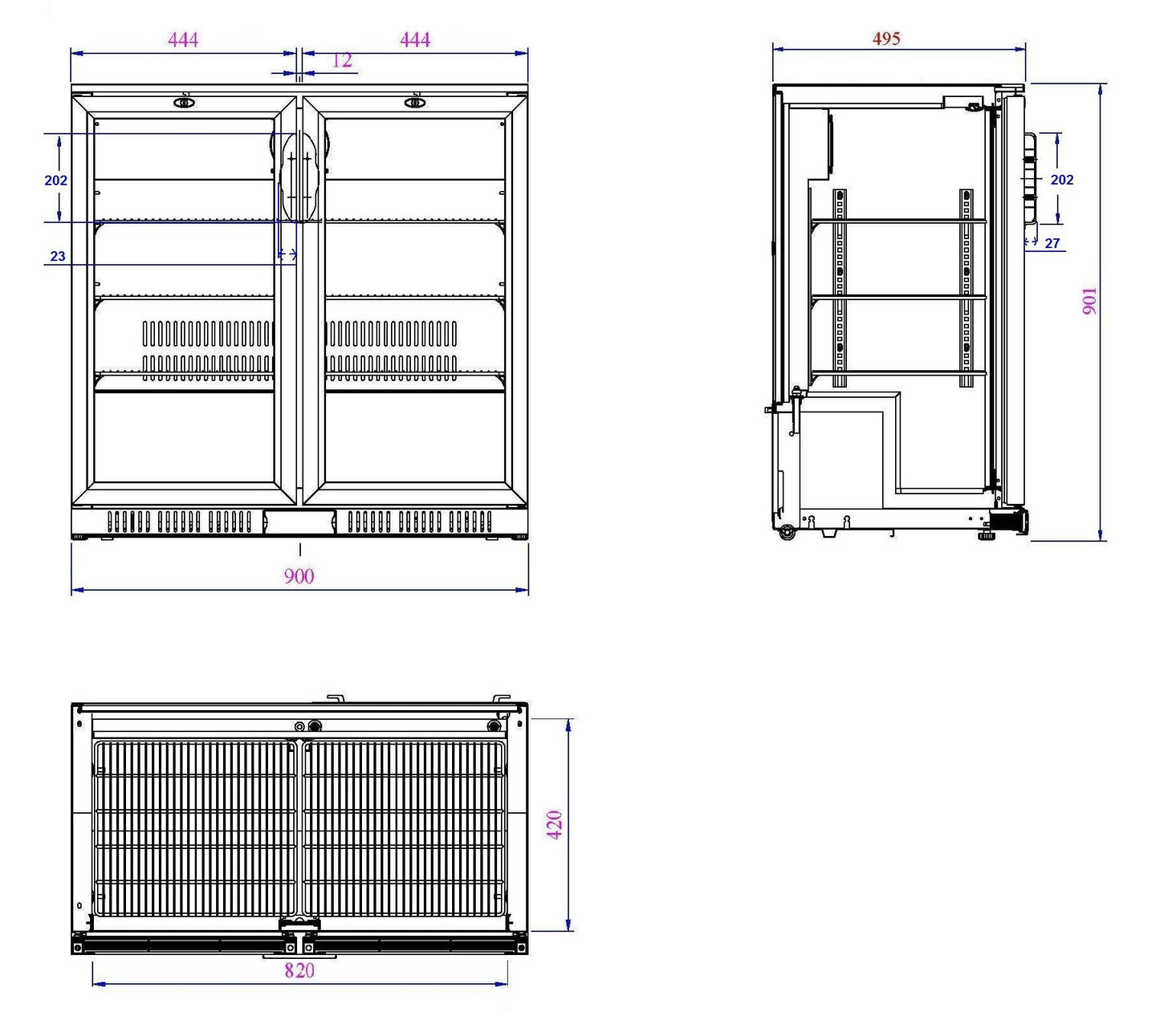 BACKBAR COOLER BLACK 2 DOORS