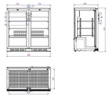 BACKBAR COOLER BLACK 2 DOORS