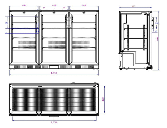 BACKBAR COOLER BLACK 3 DOORS