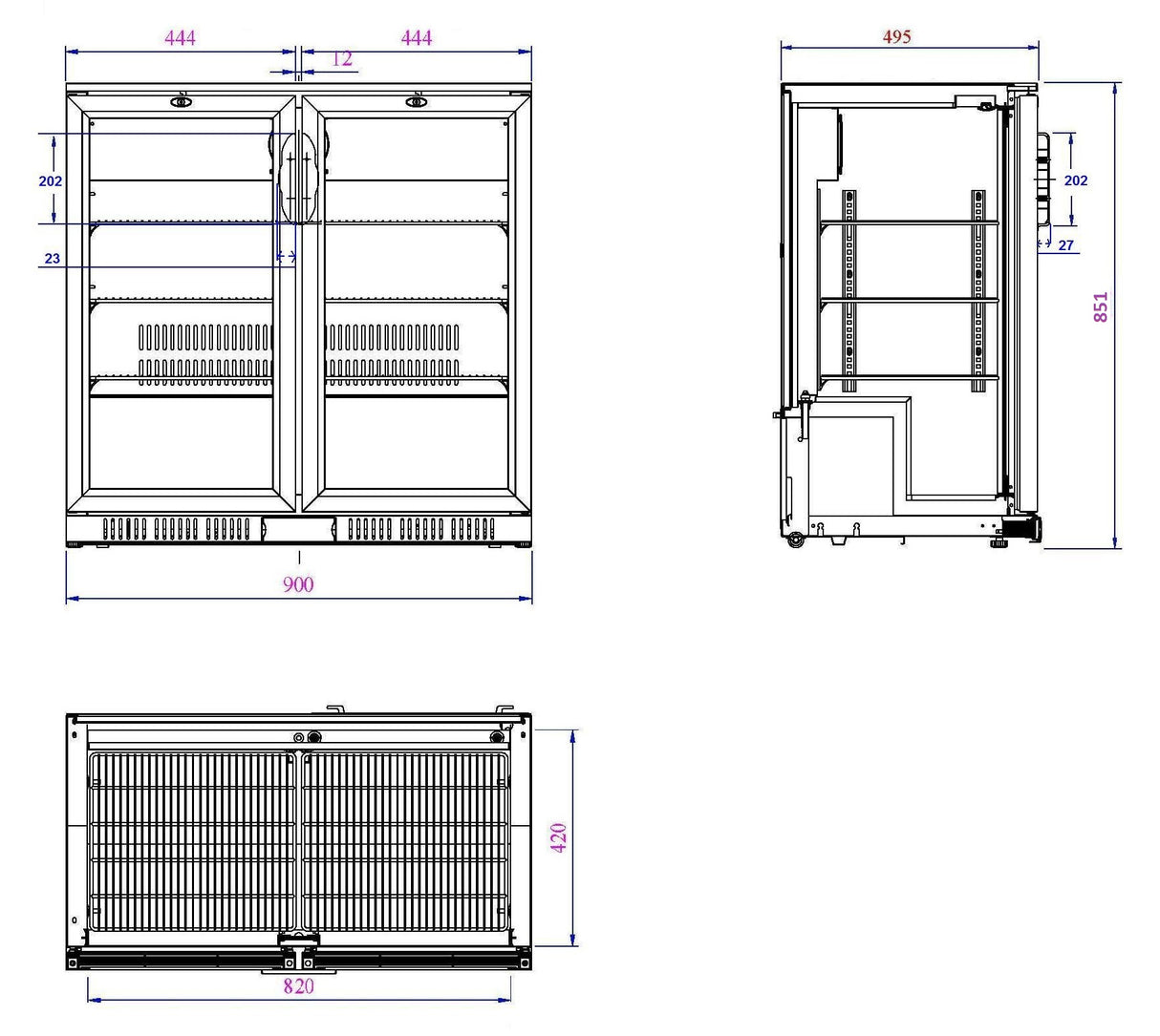 BACKBAR COOLER BLACK 2 DOORS