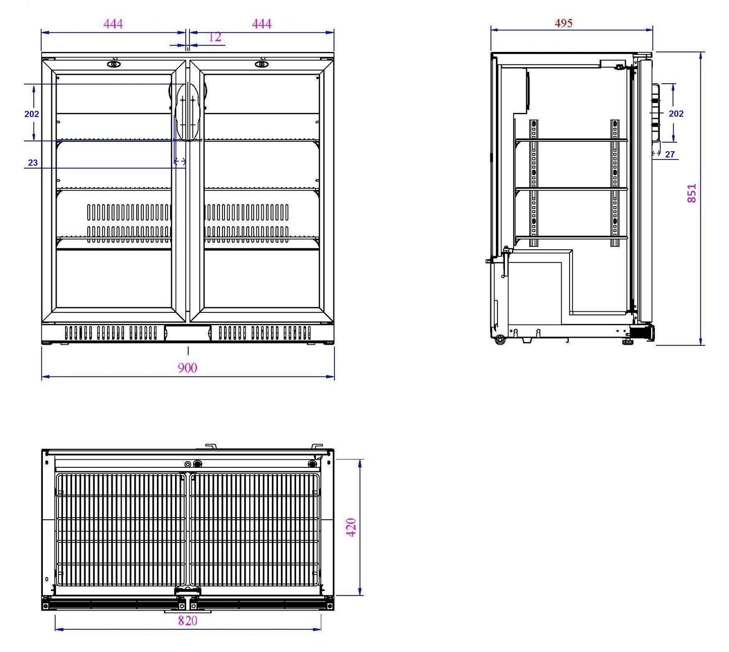 BACKBAR COOLER BLACK 2 DOORS