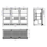 Bottle Cooler - Triple Hinged Door 315 Ltr Black