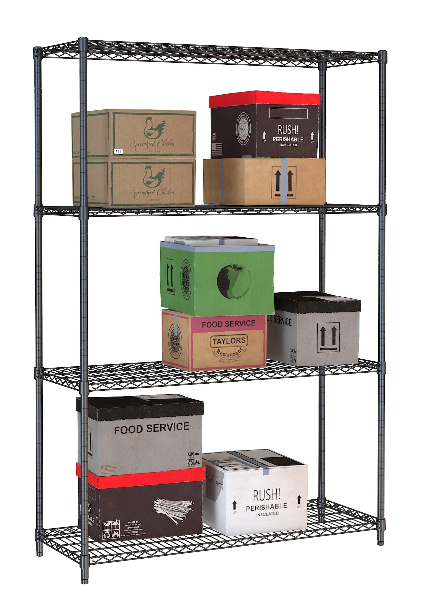SHELF UNITS 4 LEVELS 1200 BLACK FLAT PACKED
