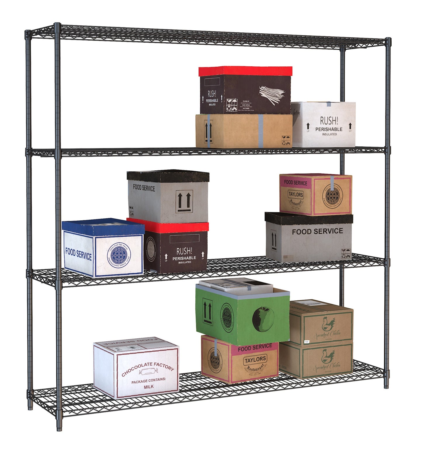SHELF UNITS 4 LEVELS 1800 BLACK FLAT PACKED
