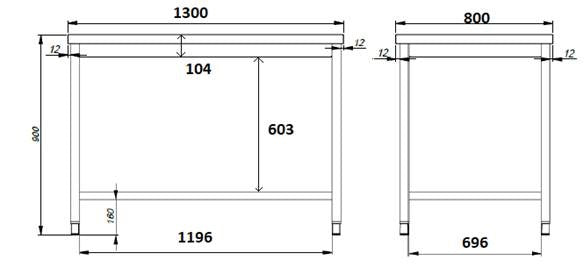 800 WORKTABLE OPEN FRAME 1300