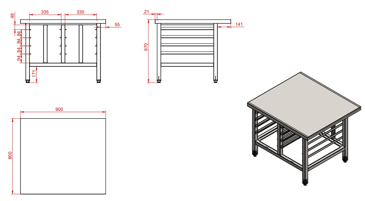 STAND FOR OVEN 8 GN 1/1 700