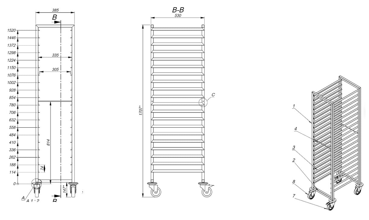CLEARING TROLLEYS 1/1GN 20X