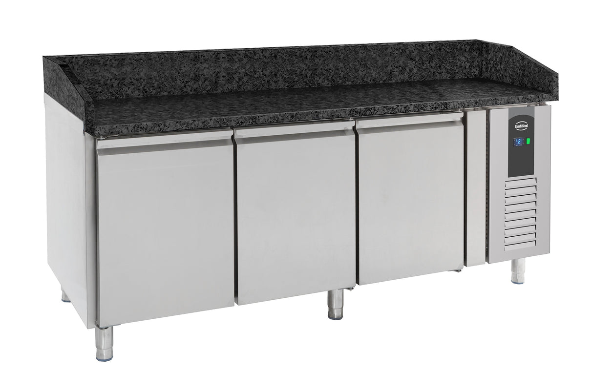 PIZZA COUNTER 3 DOORS BLACK GRANITE WORKTOP