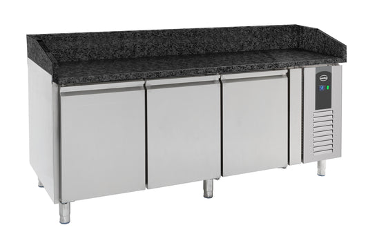 PIZZA COUNTER 3 DOORS BLACK GRANITE WORKTOP