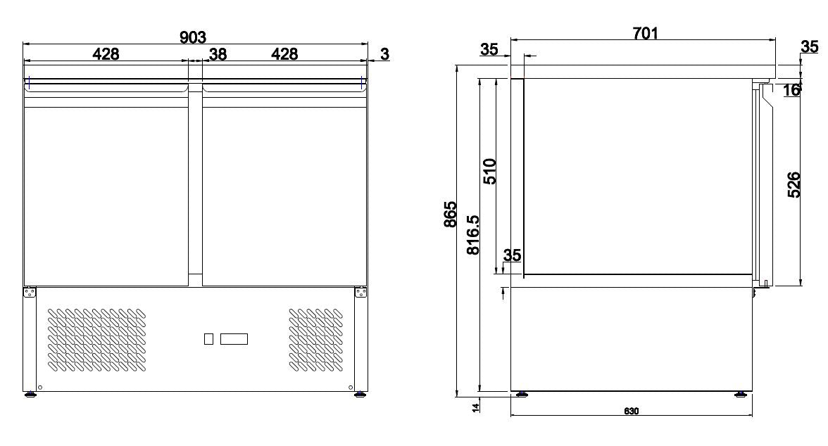 REFRIGERATED COUNTER 2 DOORS