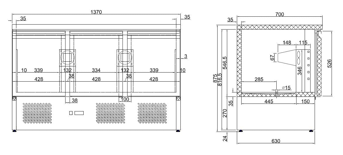 REFRIGERATED COUNTER 3 DOORS