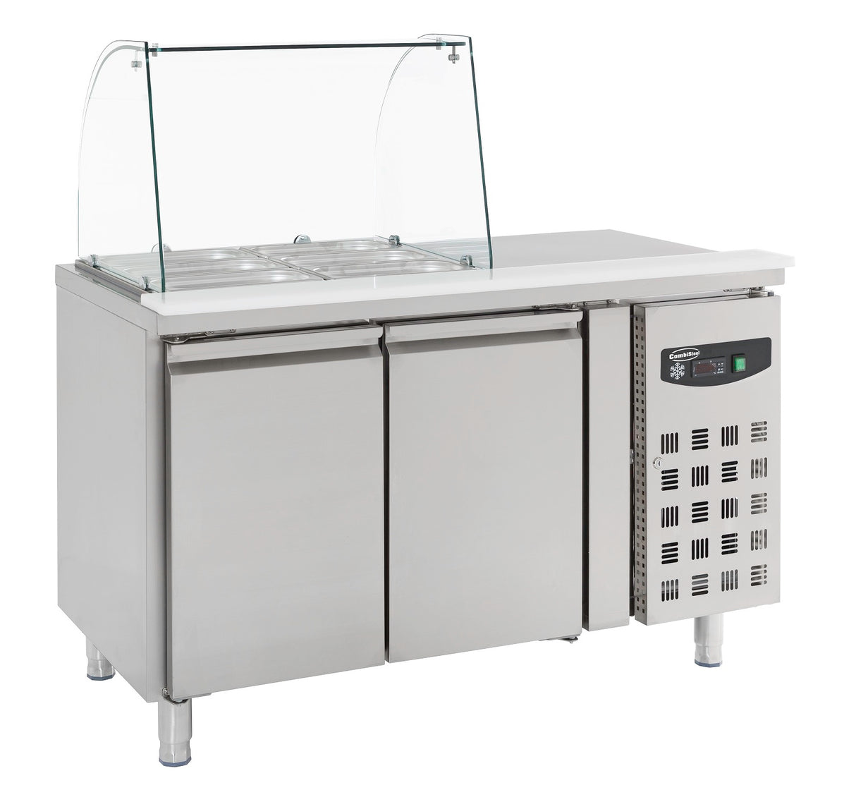 REFRIGERATED COUNTER WITH GLASS COVER 2 DOORS