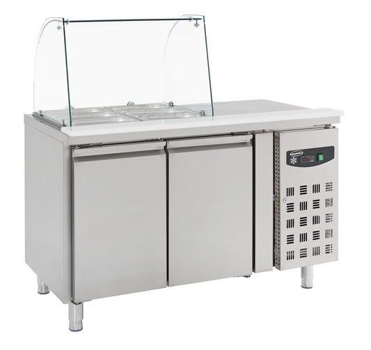 REFRIGERATED COUNTER WITH GLASS COVER 2 DOORS