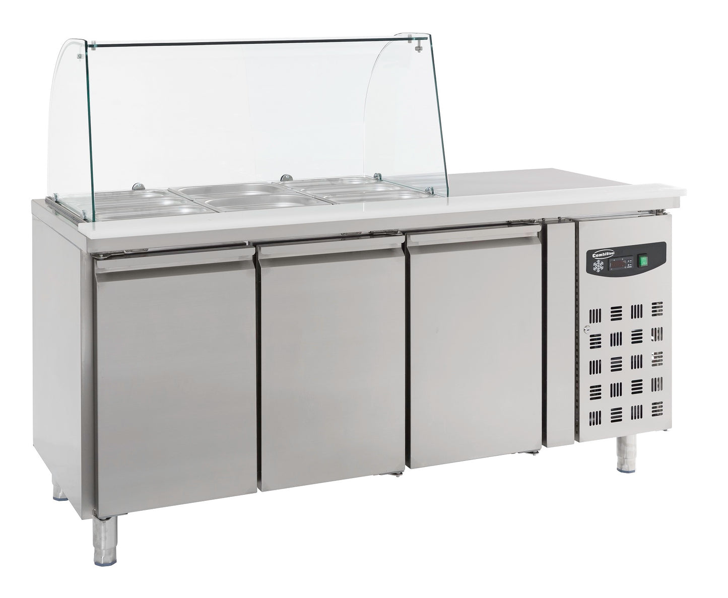 REFRIGERATED COUNTER WITH GLASS COVER 3 DOORS