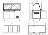 REFRIGERATED COUNTER WITH GLASS COVER 2 DOORS