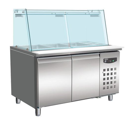 REFRIGERATED COUNTER WITH GLASS COVER 2 DOORS