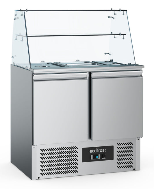 REFRIGERATED SALADETTE WITH GLASS COVER 2 DOORS