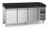 Pizza Counter 3 Doors Granite with Wheels