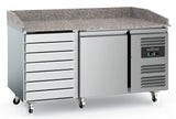 Pizza Counter1 Door 7 Drawers with Wheels