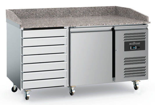 Pizza Counter1 Door 7 Drawers with Wheels