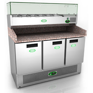 Granite Top 3 Door Pizza Prep Saladette  - G903PZT 
