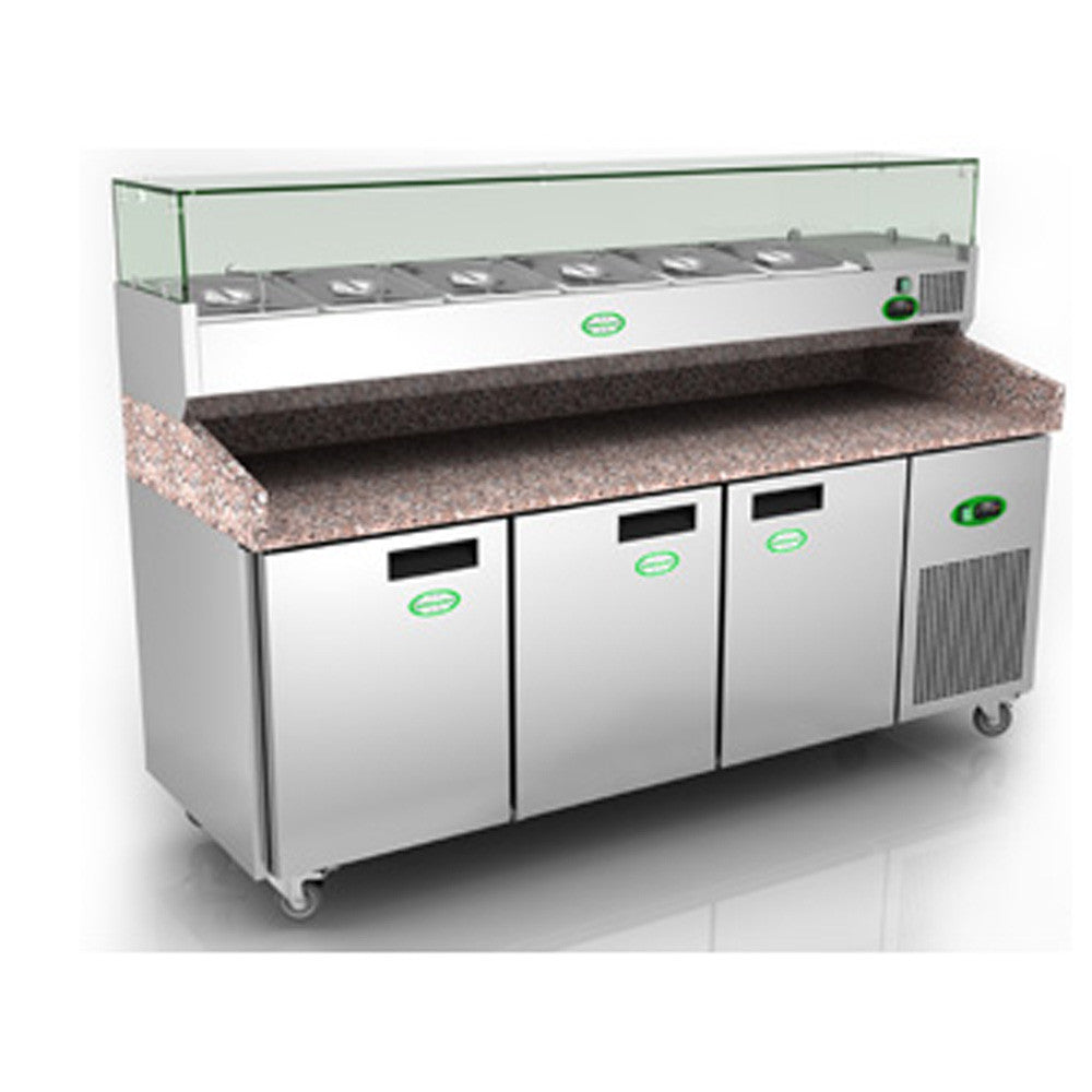 Granite Top 3 Door Refrigerated Prep Counter - GPZ3600