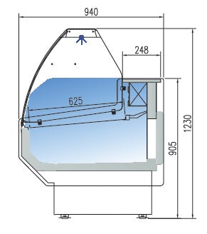 Meat Deli Serve Over Counter -1/+5 Degrees Curved Glass 900mm Depth