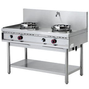 Gas Wok Hob With Shelf, 2 Burner