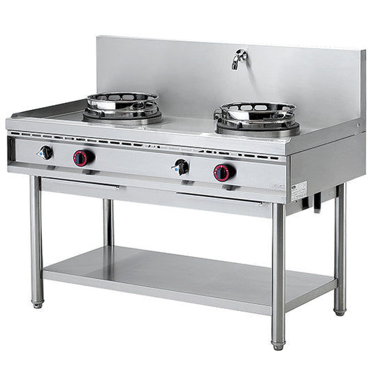 Gas Wok Hob With Shelf, 2 Burner