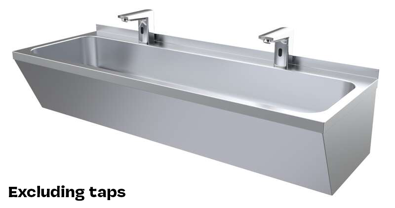 1200 x 425 x 165 mm Stainless Steel Wash Basin
