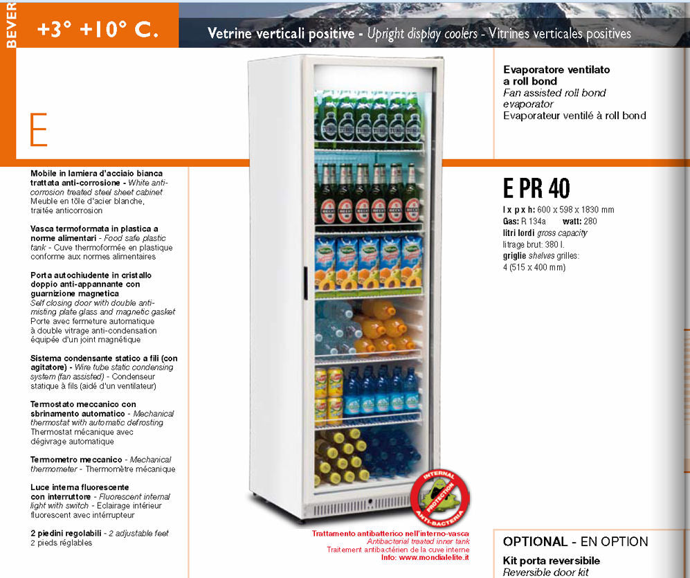 Mondial Elite BEVPR40 Glass Door Refrigerator