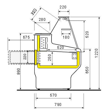 SLIM LINE Deli Counter Only 790mm Deep, Straight Glass, +4 °C/+6 °C