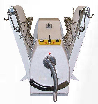 Dough sheeter with variable speed inverter on base with castors, belt 600x1400 mm
