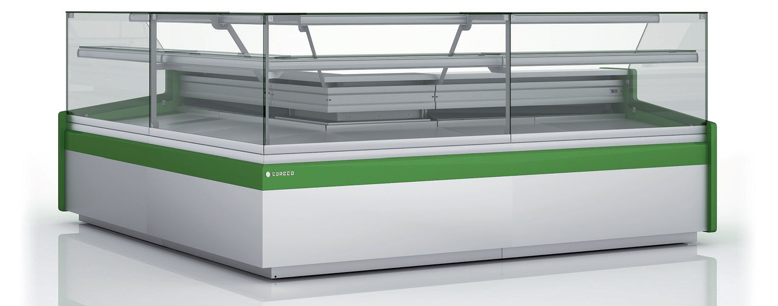 Premium Fresh Meat Deli Display Counter Flat Glass