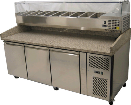 Pizza Preparation Table With Glass Top 
