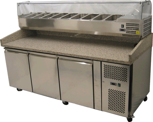 Pizza Preparation Table With Glass Top 