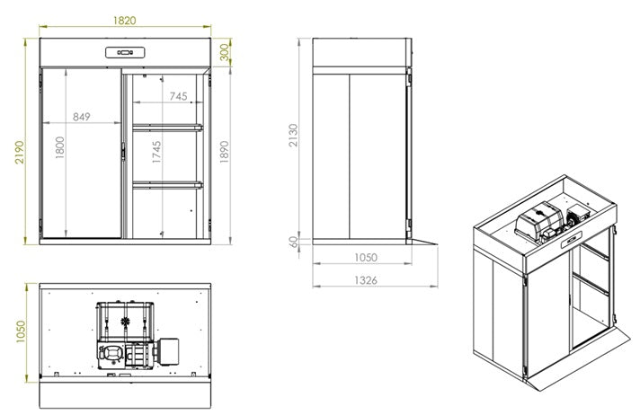 ROLL-IN FREEZER SS MONO BLOCK 1400 LTR